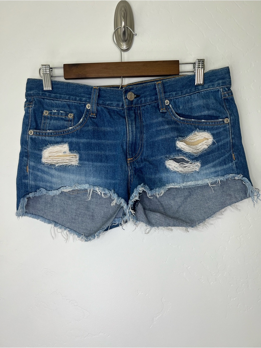 Rag & Bone Distressed Blue Denim Cutoff Shorts